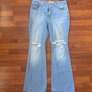 Light Blue Distressed Flare Jeans